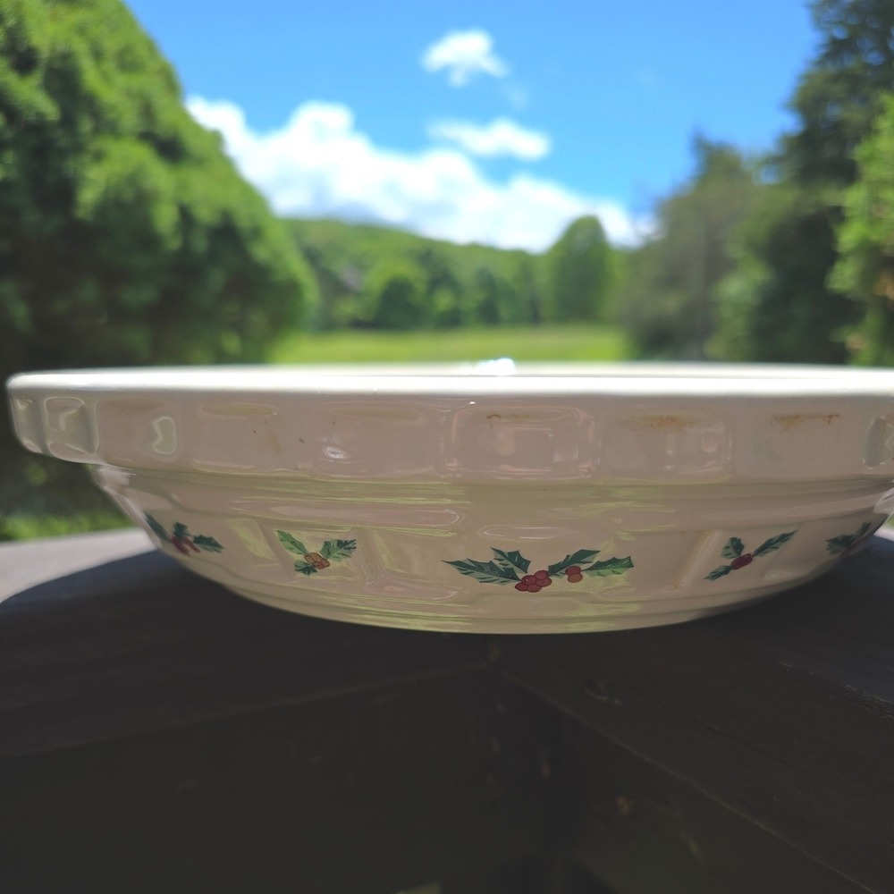 Longaberger Pottery Holly Nature's Garland‎ 10" Pie Baking Dish Vintage